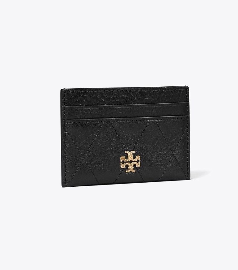 Tory Burch designer portes-cartes Porte-cartes matelassé Charlie avec pavé dans Black angle