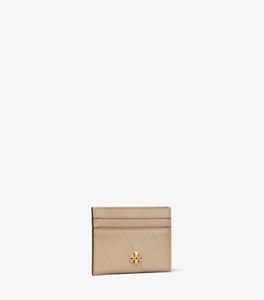 Tory Burch designer portes-cartes Porte-cartes matelassé Charlie in Soft Cement angle