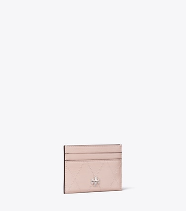 Tory Burch designer portes-cartes Porte-cartes matelassé Charlie in Soft Pink angle