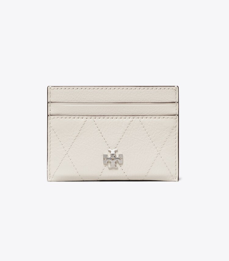Tory Burch designer portes-cartes Porte-cartes matelassé Charlie dans Light Cream de face