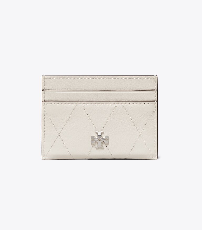 Tory Burch designer portes-cartes Porte-cartes matelassé Charlie dans Light Cream de face