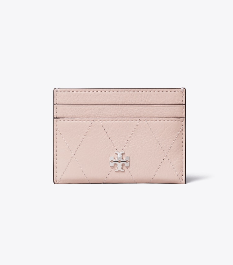 Tory Burch designer portes-cartes Porte-cartes matelassé Charlie in Soft Pink front