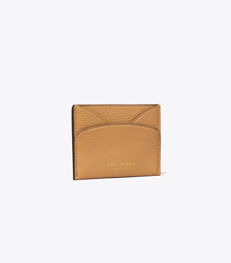 Tory Burch designer portes-cartes Porte-cartes plat en cuir in Tiramisu angle
