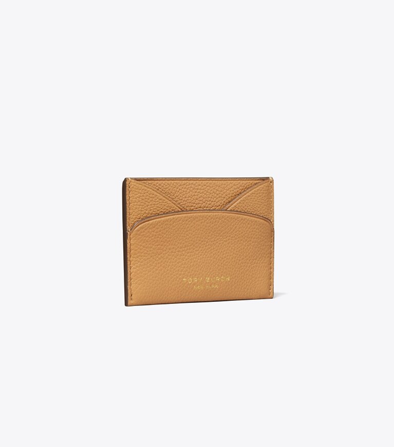 Tory Burch designer portes-cartes Porte-cartes plat en cuir in Tiramisu angle