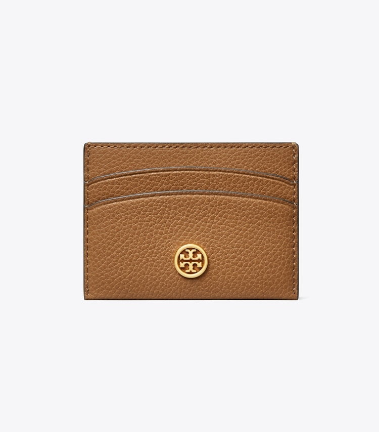 Tory Burch designer portes-cartes Porte-cartes Robinson en cuir grainé in Tiger'S Eye front