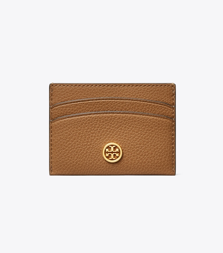 Tory Burch designer portes-cartes Porte-cartes Robinson grainé dans Tiger'S Eye de face