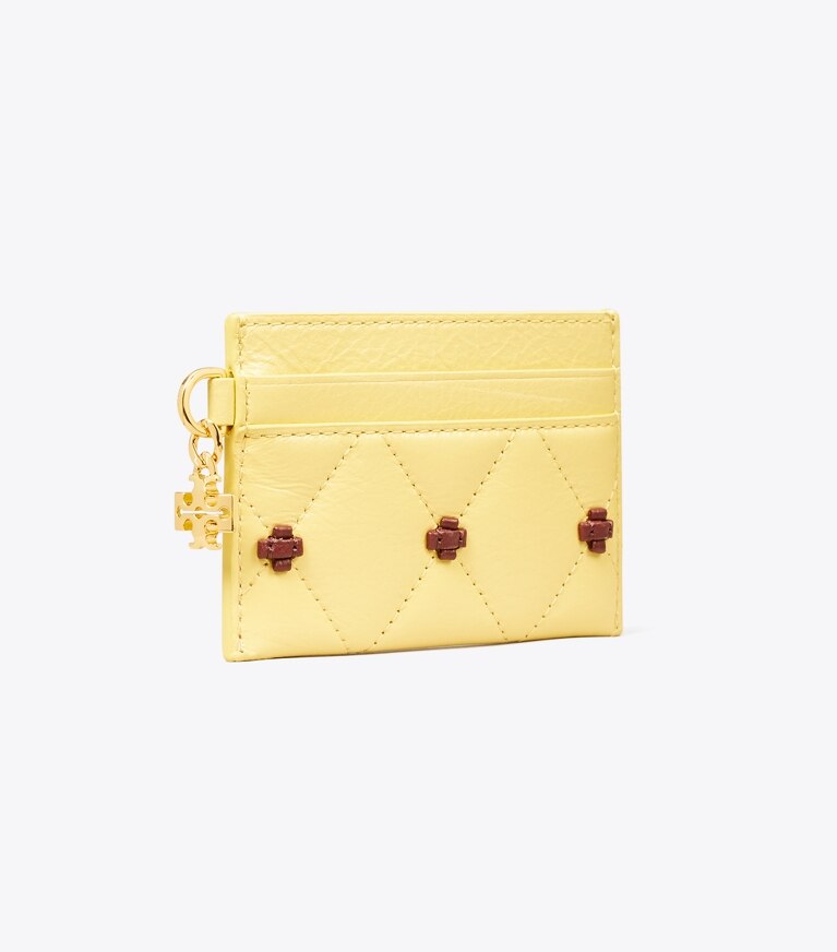 Tory Burch designer portes-cartes Porte-cartes verni Bunny Knot in Beeswax angle