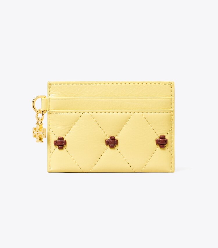 Tory Burch designer portes-cartes Porte-cartes verni Bunny Knot in Beeswax front