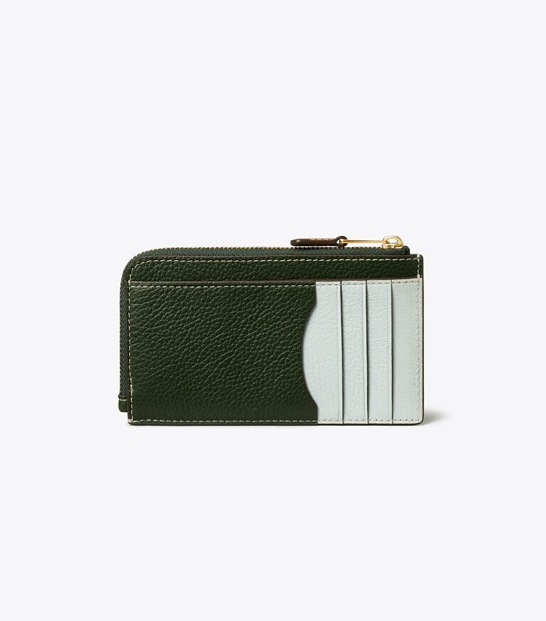 Tory Burch designer portes-cartes Porte-cartes zippé colorblock dans Basil Multi retour