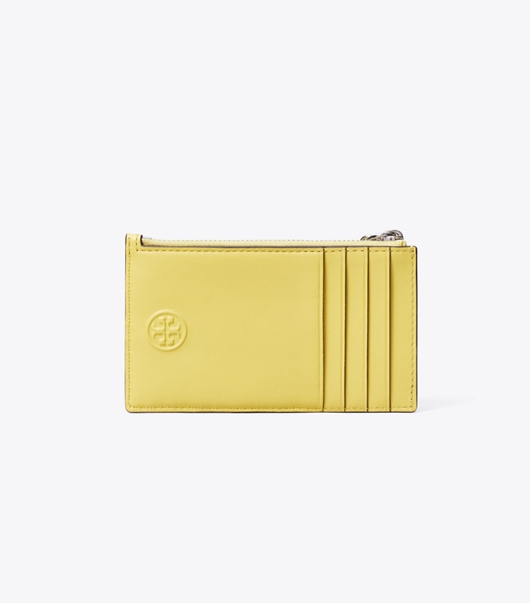 Tory Burch designer portes-cartes Porte-cartes zippé Fleming avec breloque dans Yellow retour