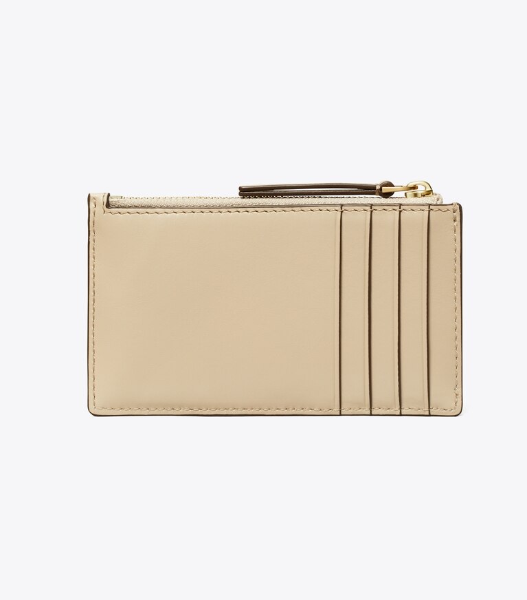 Tory Burch designer portes-cartes Porte-cartes zippé Kira à matelassage losange in Light Stone retour