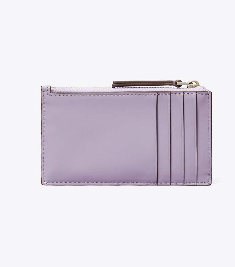 Tory Burch designer portes-cartes Porte-cartes zippé Kira à matelassage losange in Lavender retour