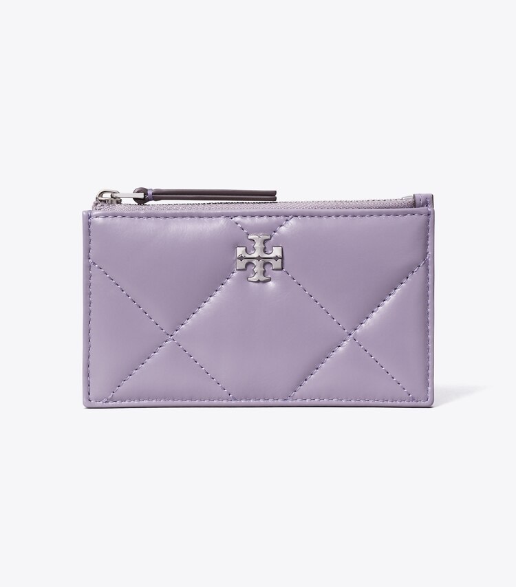 Tory Burch designer portes-cartes Porte-cartes zippé Kira à matelassage losange in Lavender front