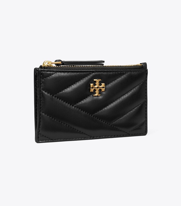 Tory Burch designer portes-cartes Porte-cartes zippé Kira Chevron dans Black angle