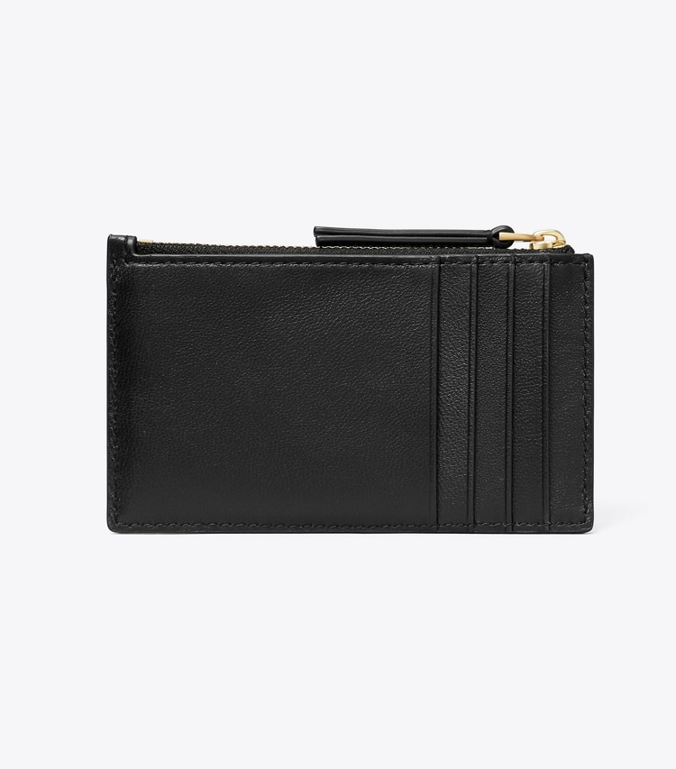 Tory Burch designer portes-cartes Porte-cartes zippé Kira Chevron dans Black retour