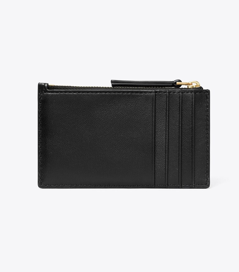 Tory Burch designer portes-cartes Porte-cartes zippé Kira Chevron dans Black retour
