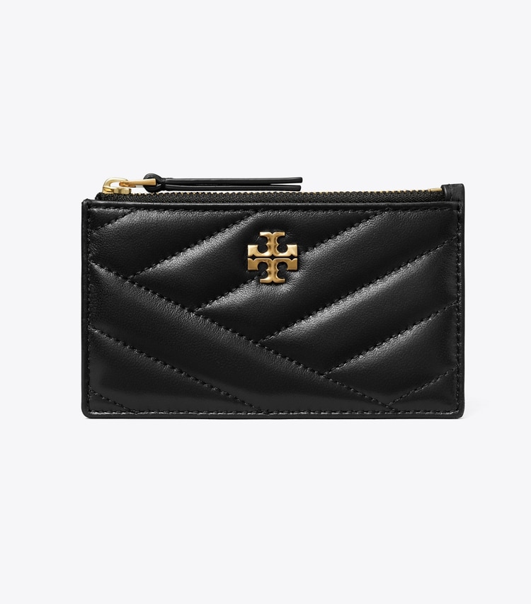 Tory Burch designer portes-cartes Porte-cartes zippé Kira Chevron dans Black de face