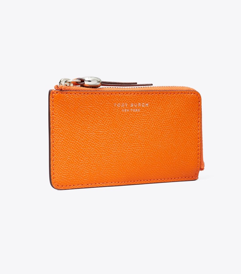 Tory Burch designer portes-cartes Porte-cartes zippé Romy in Orange angle