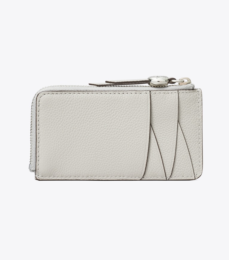 Tory Burch designer portes-cartes Porte-cartes zippé Romy in Ash Cloud retour