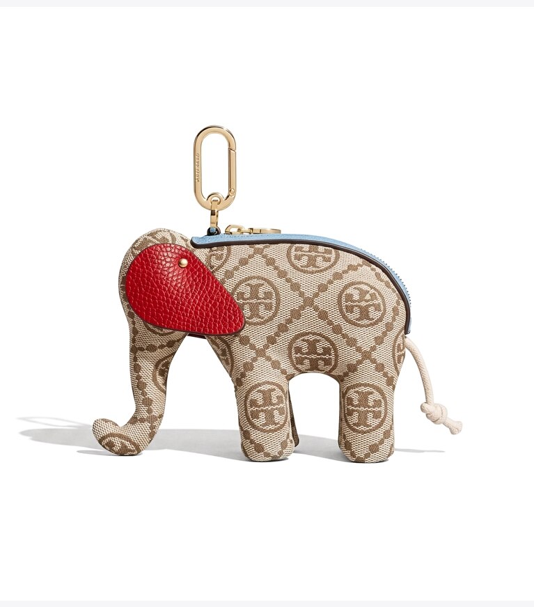 Tory Burch designer bijoux de sac et porte-clés Porte-clés éléphant à T Monogram dans Hazelnut supplémentaire