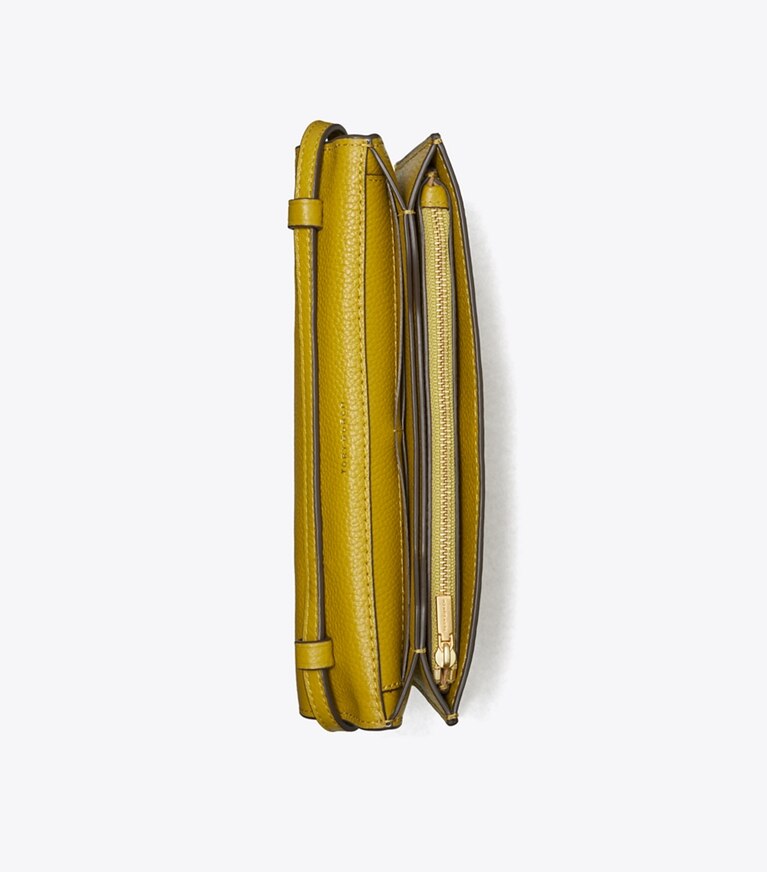 Tory Burch designer mini sacs Portefeuille à bandoulière McGraw in Cactus Green dessus