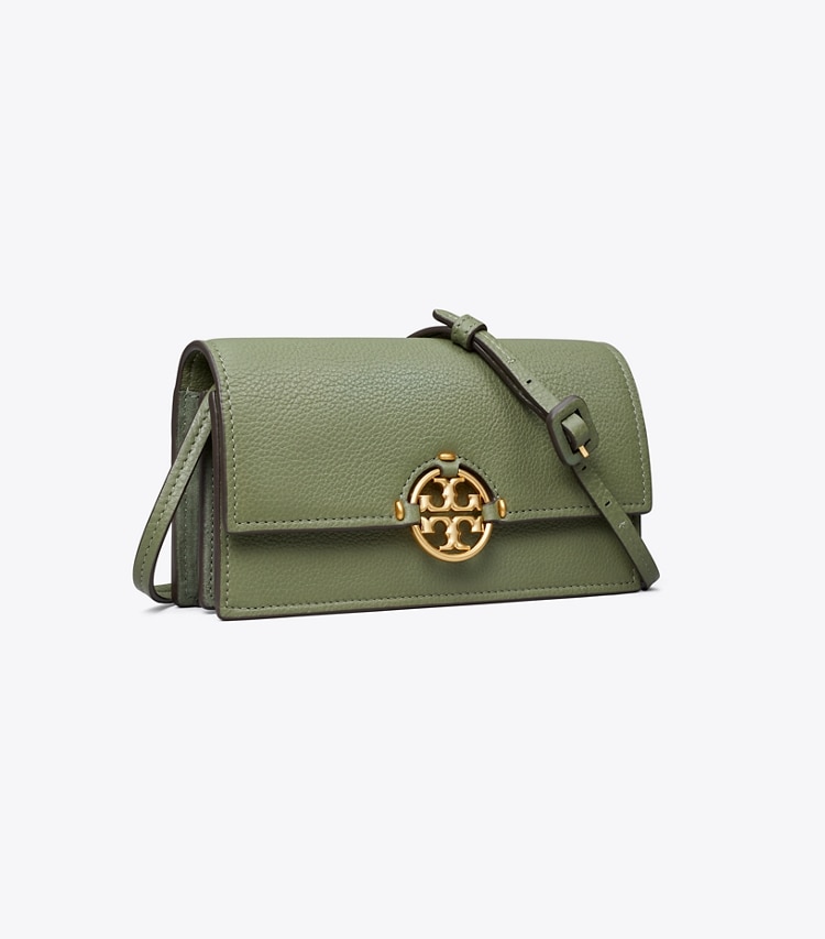 Tory Burch designer mini sacs Portefeuille à bandoulière Miller in PALM LEAF angle