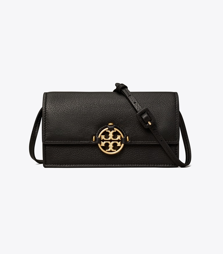 Tory Burch designer mini sacs Portefeuille à bandoulière Miller in Black angle