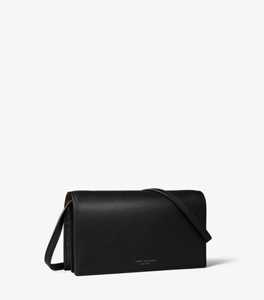 Tory Burch designer mini sacs Portefeuille à bandoulière Perry in Black angle