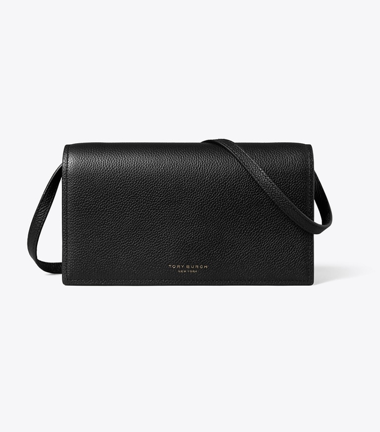 Tory Burch designer mini sacs Portefeuille à bandoulière Perry in Black front