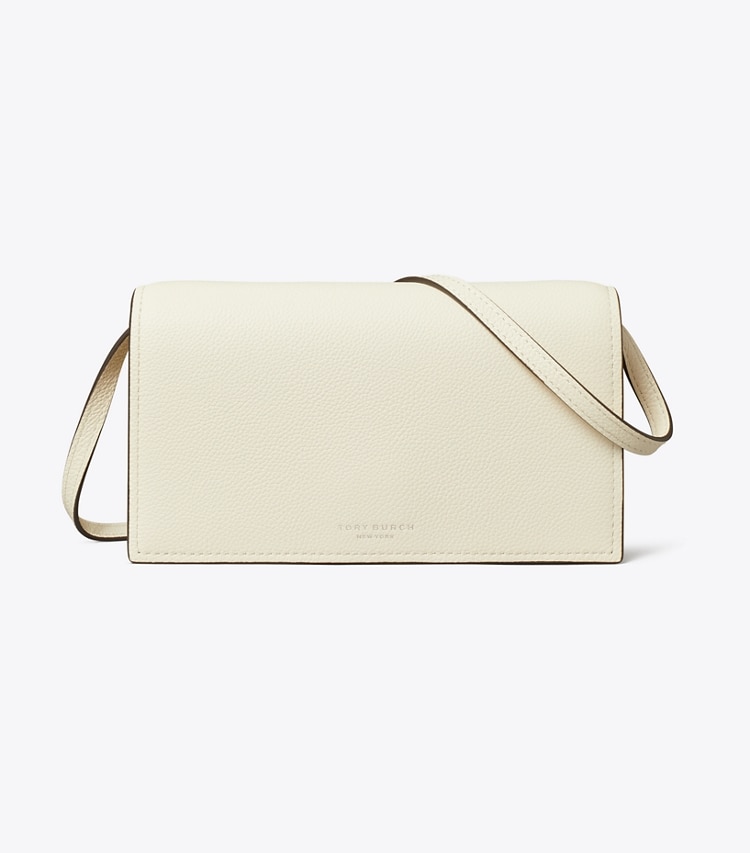Tory Burch designer mini sacs Portefeuille à bandoulière Perry in Light Cream front