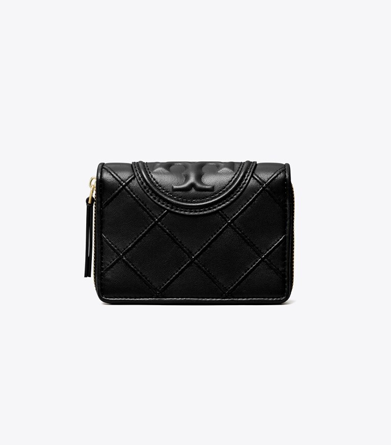 Tory Burch designer portefeuilles Portefeuille à deux volets Fleming Soft dans Black de face