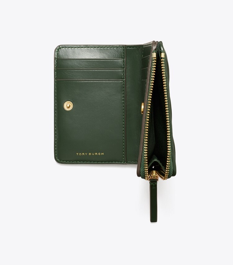 Tory Burch designer portefeuilles Portefeuille à deux volets Kira matelassé losanges dans Basil supplémentaire