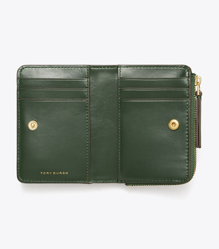 Tory Burch designer portefeuilles Portefeuille à deux volets Kira matelassé losanges dans Basil vue du dessus