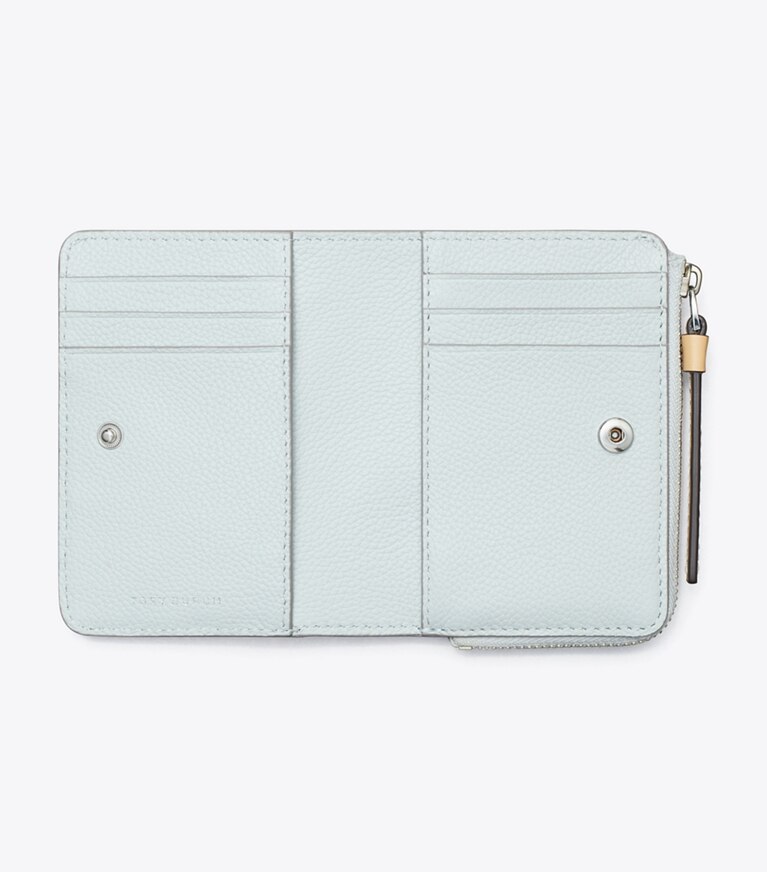 Tory Burch designer portefeuilles Portefeuille à deux volets McGraw Colorblock dans Light Granite Multi vue du dessus