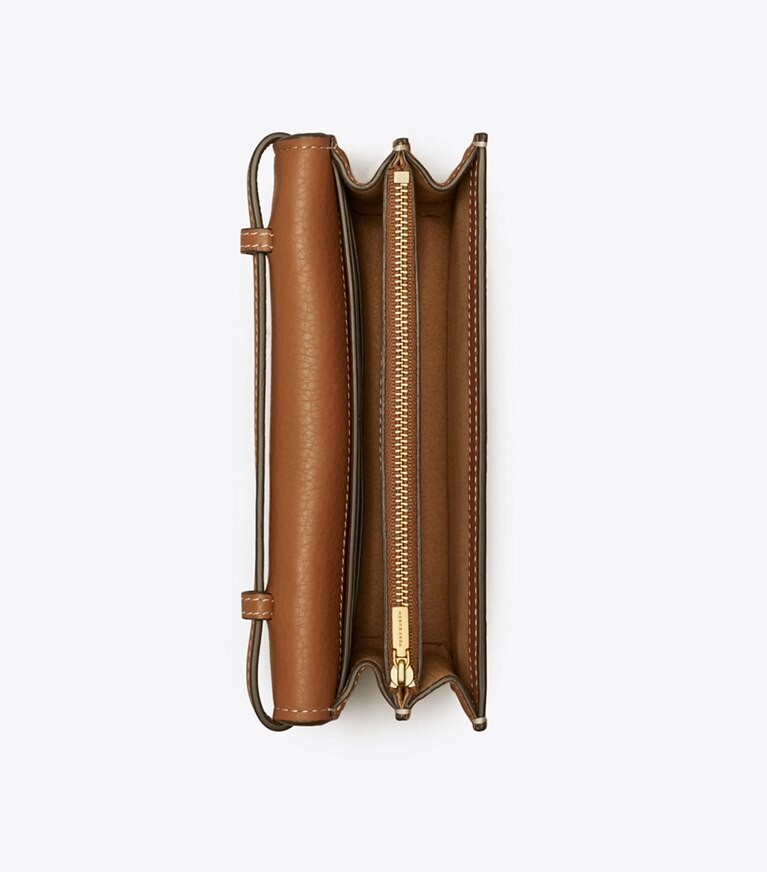 Tory Burch designer sacs à bandoulière Portefeuille bandoulière Miller dans Light Umber vue du dessus