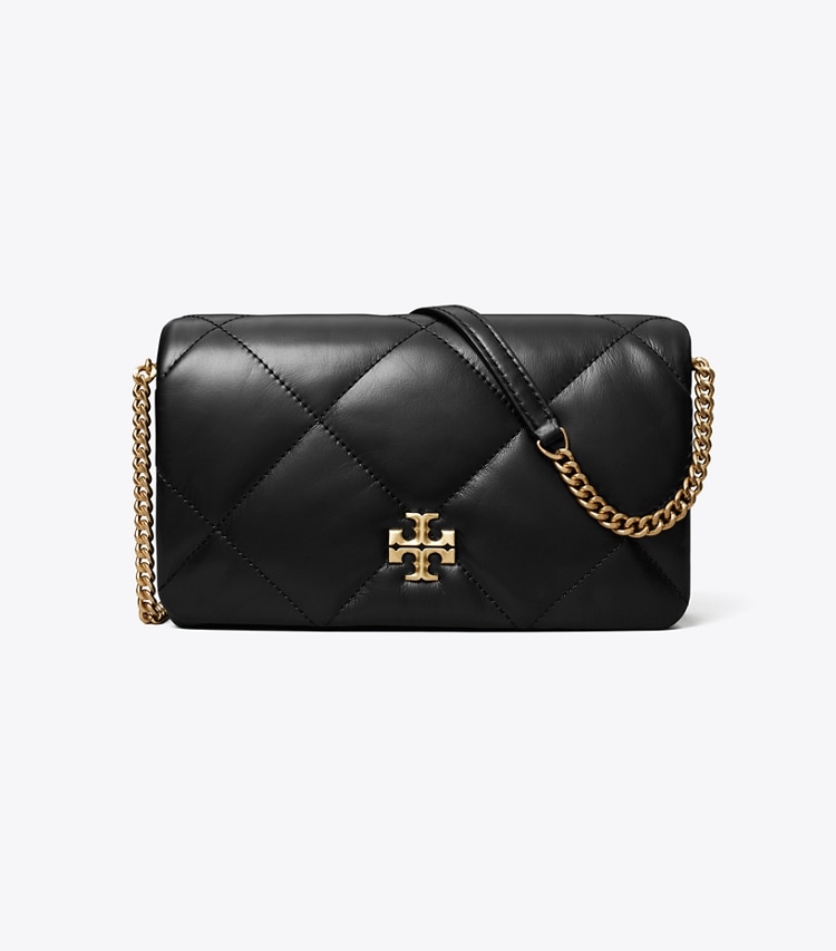 Tory Burch designer mini sacs Portefeuille chaîne Kira à matelassage losange in Black front