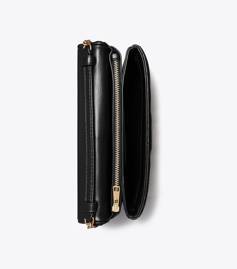 Tory Burch designer mini sacs Portefeuille chaîne Kira à matelassage losange in Black angle