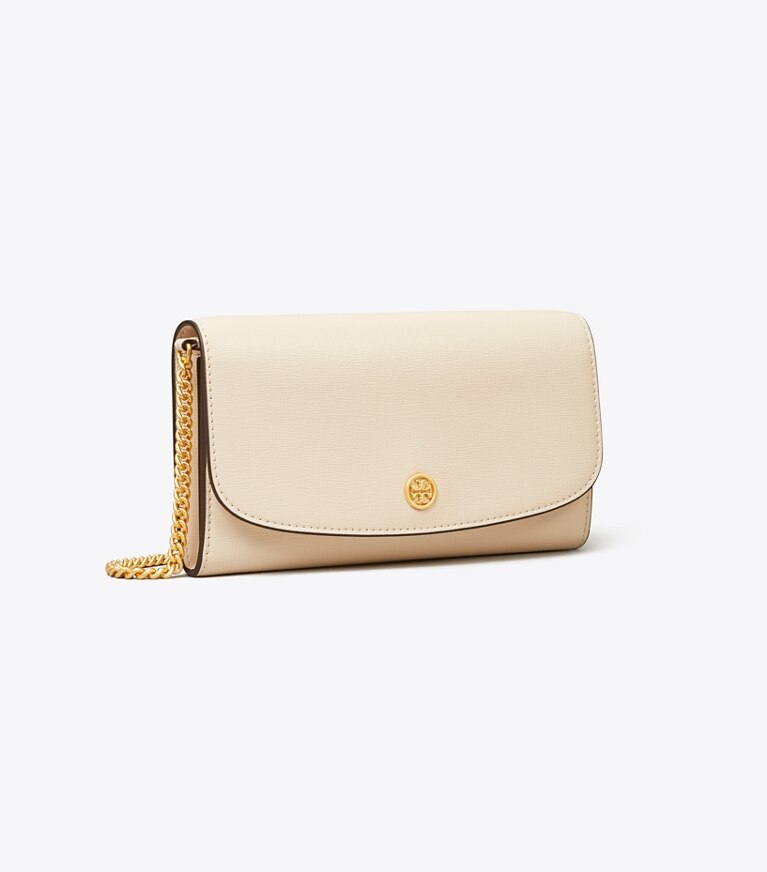Tory Burch designer mini sacs Portefeuille chaîne Robinson in New Cream angle