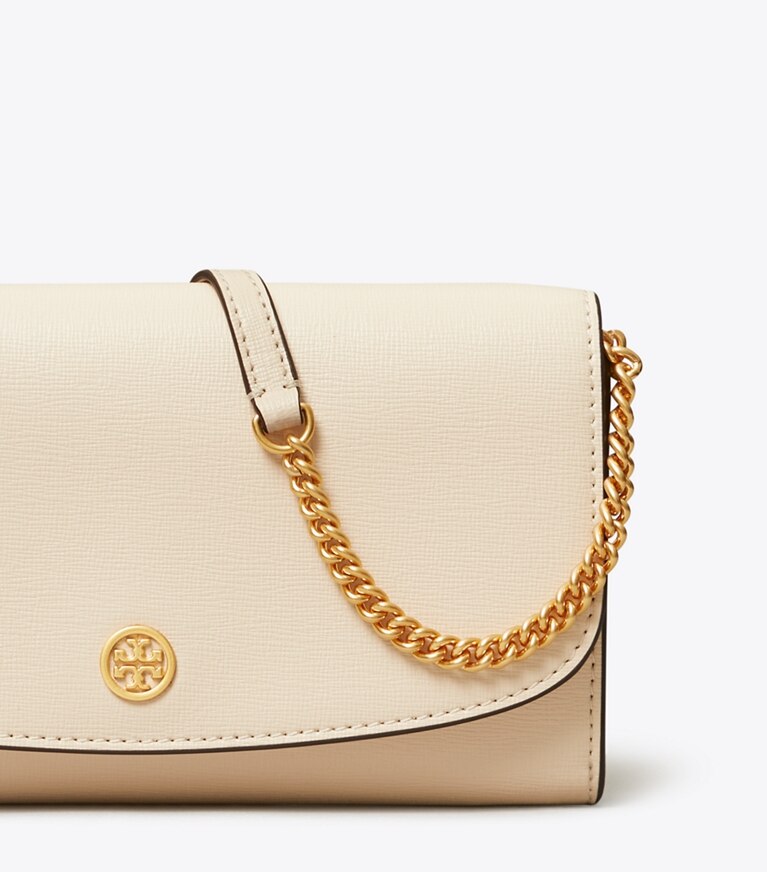 Tory Burch designer mini sacs Portefeuille chaîne Robinson in New Cream angle