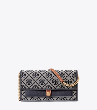 Tory Burch designer sacs à bandoulière Portefeuille chaîne T Monogram in TORY NAVY front
