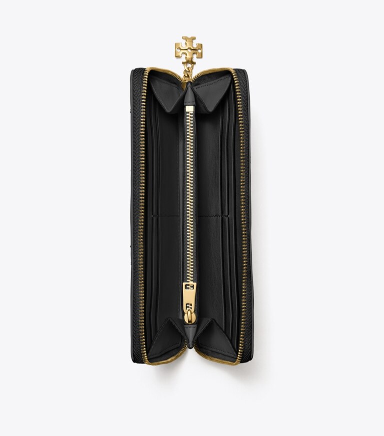 Tory Burch designer portefeuilles Portefeuille continental à glissière Bunny Knot dans Black vue du dessus