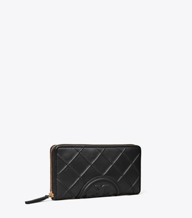Tory Burch designer portefeuilles Portefeuille continental à glissière Fleming souple dans Black angle