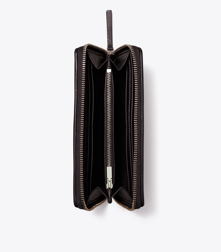 Tory Burch designer portefeuilles Portefeuille continental à glissière Kira Chevron dans Black / Rolled Nickel vue du dessus