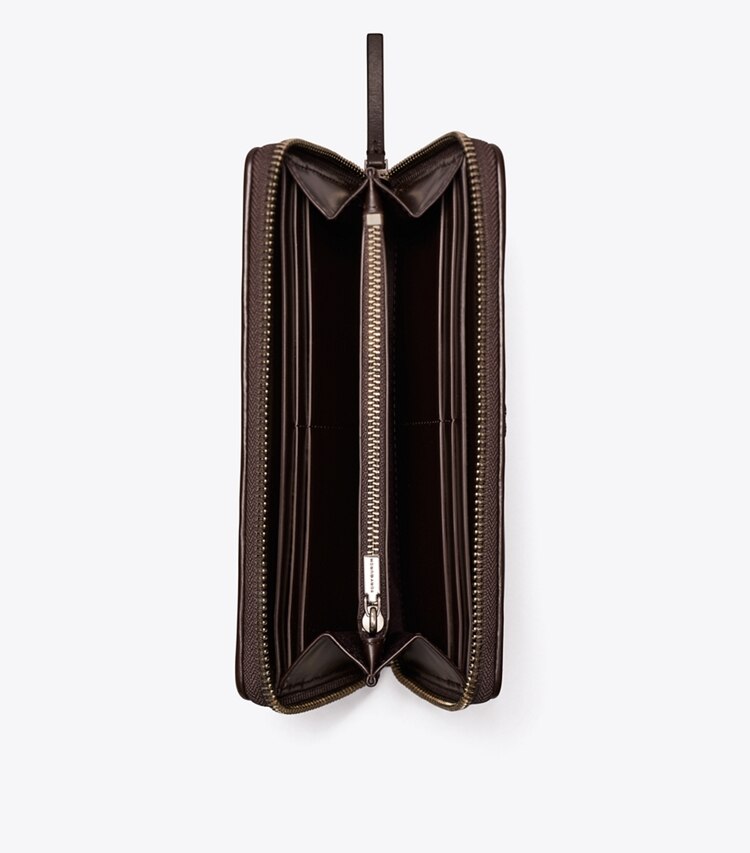 Tory Burch designer portefeuilles Portefeuille continental à glissière matelassé à losanges Kira dans Cocoa vue du dessus