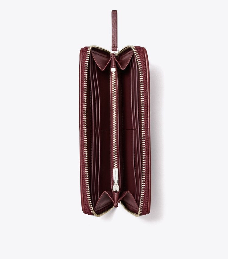 Tory Burch designer portefeuilles Portefeuille continental zippé en cuir doux Fleming in Muscadine dessus