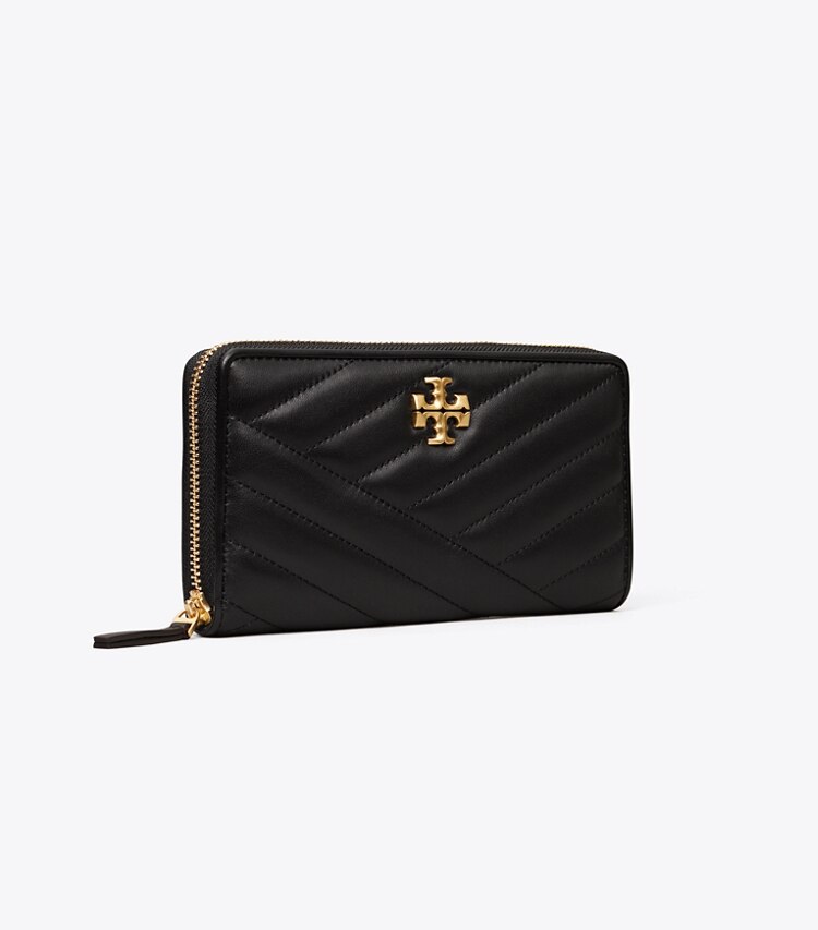 Tory Burch designer portefeuilles Portefeuille continental zippé Kira à chevrons in Black angle
