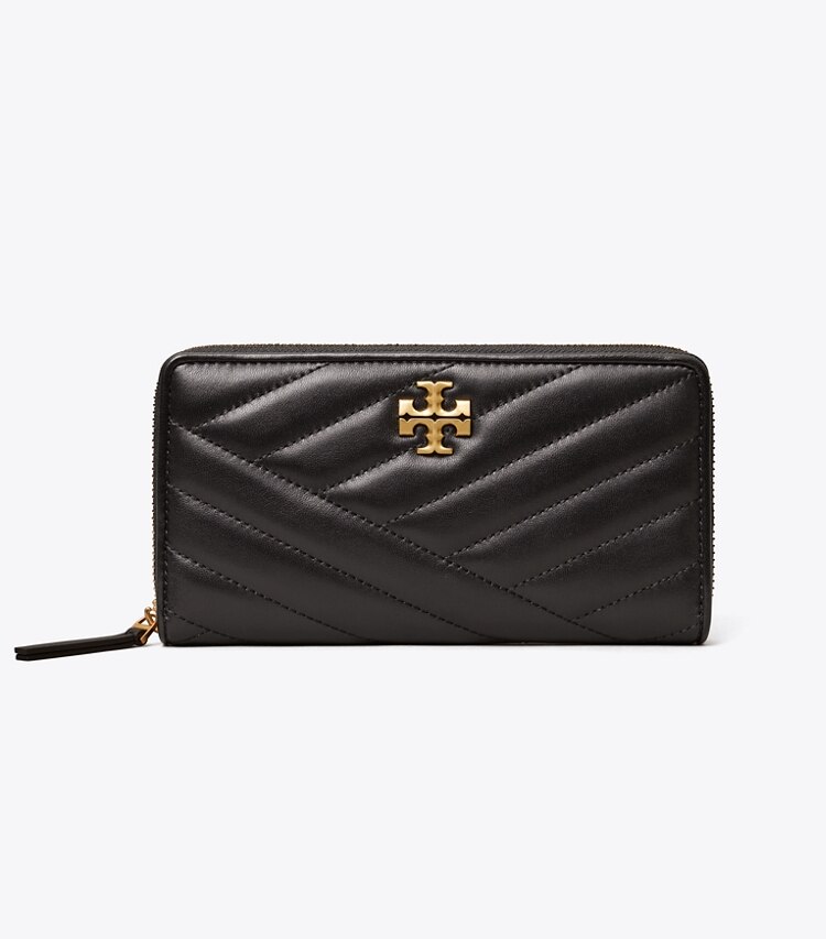 Tory Burch designer portefeuilles Portefeuille continental zippé Kira à chevrons in Black front
