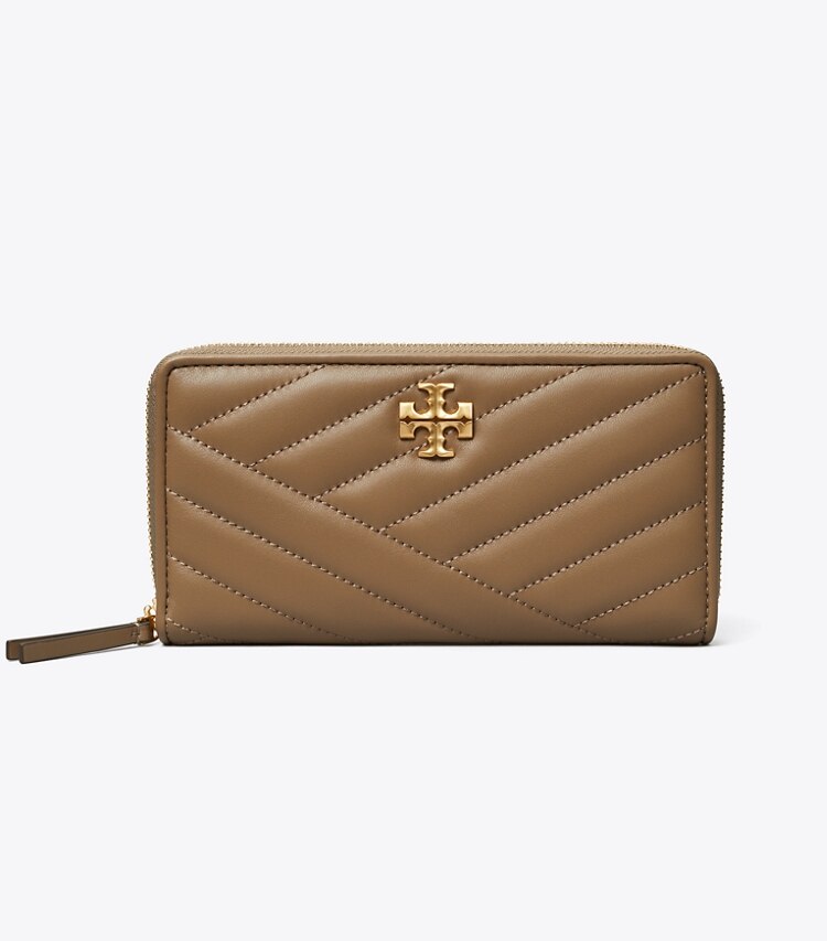 Tory Burch designer portefeuilles Portefeuille continental zippé Kira à chevrons in Sandpiper front