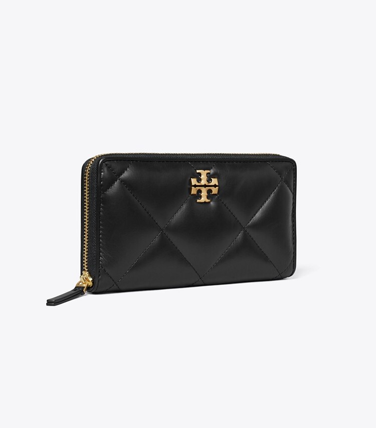 Tory Burch designer portefeuilles Portefeuille continental zippé Kira à matelassage losange in Black angle