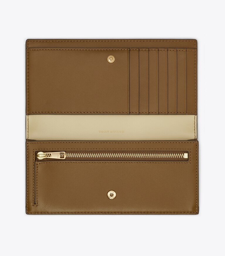 Tory Burch designer portefeuilles Portefeuille fin à T texturé in Ruby dessus